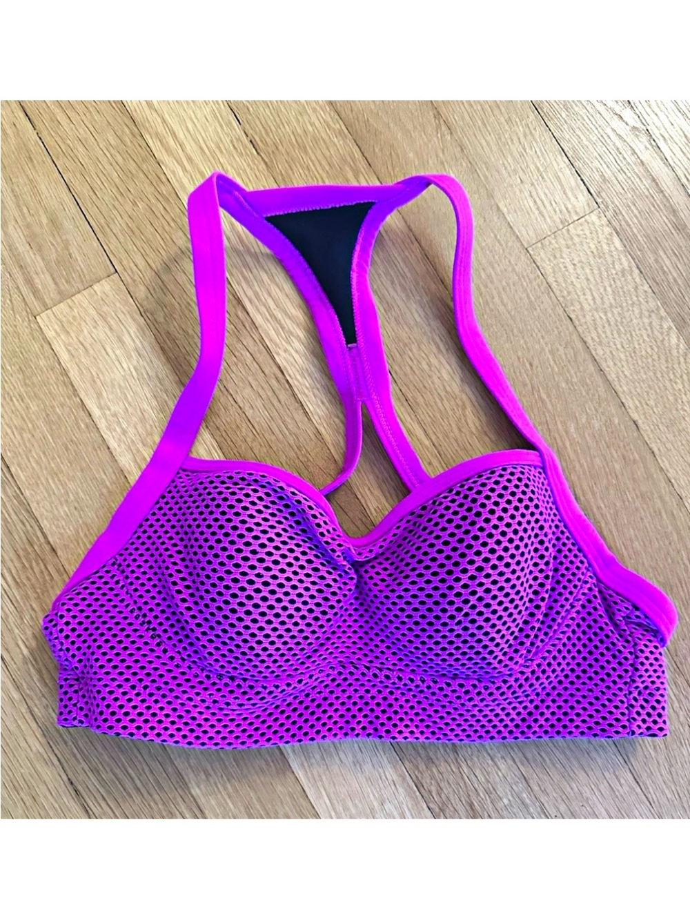 Victoria's Secret VSX Sport Neon Purple/Black Mesh Racerback Underwired Bra 32B